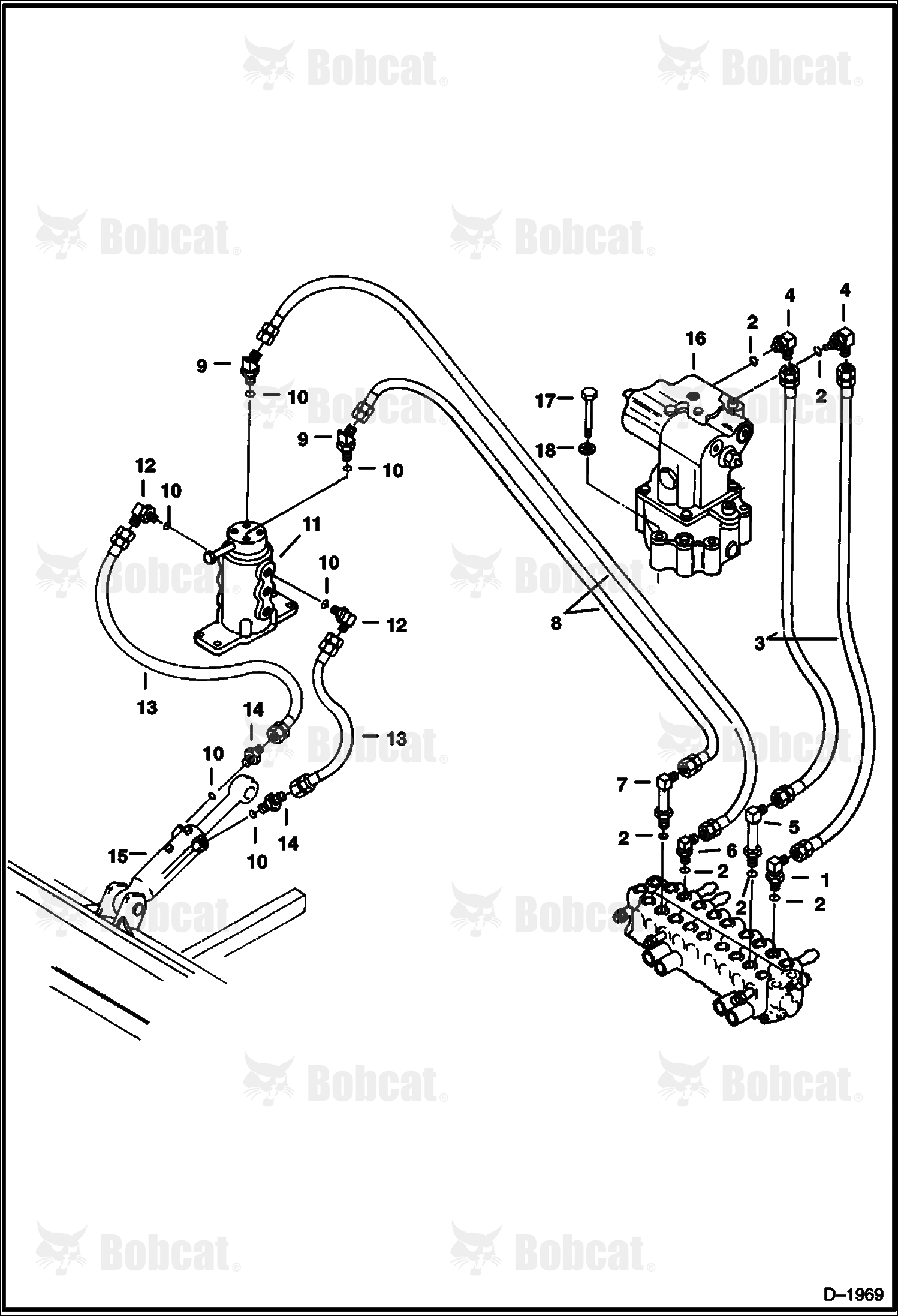 Hydraulic Circuitry (Valve to Blade Cylinder & Swing Motor)