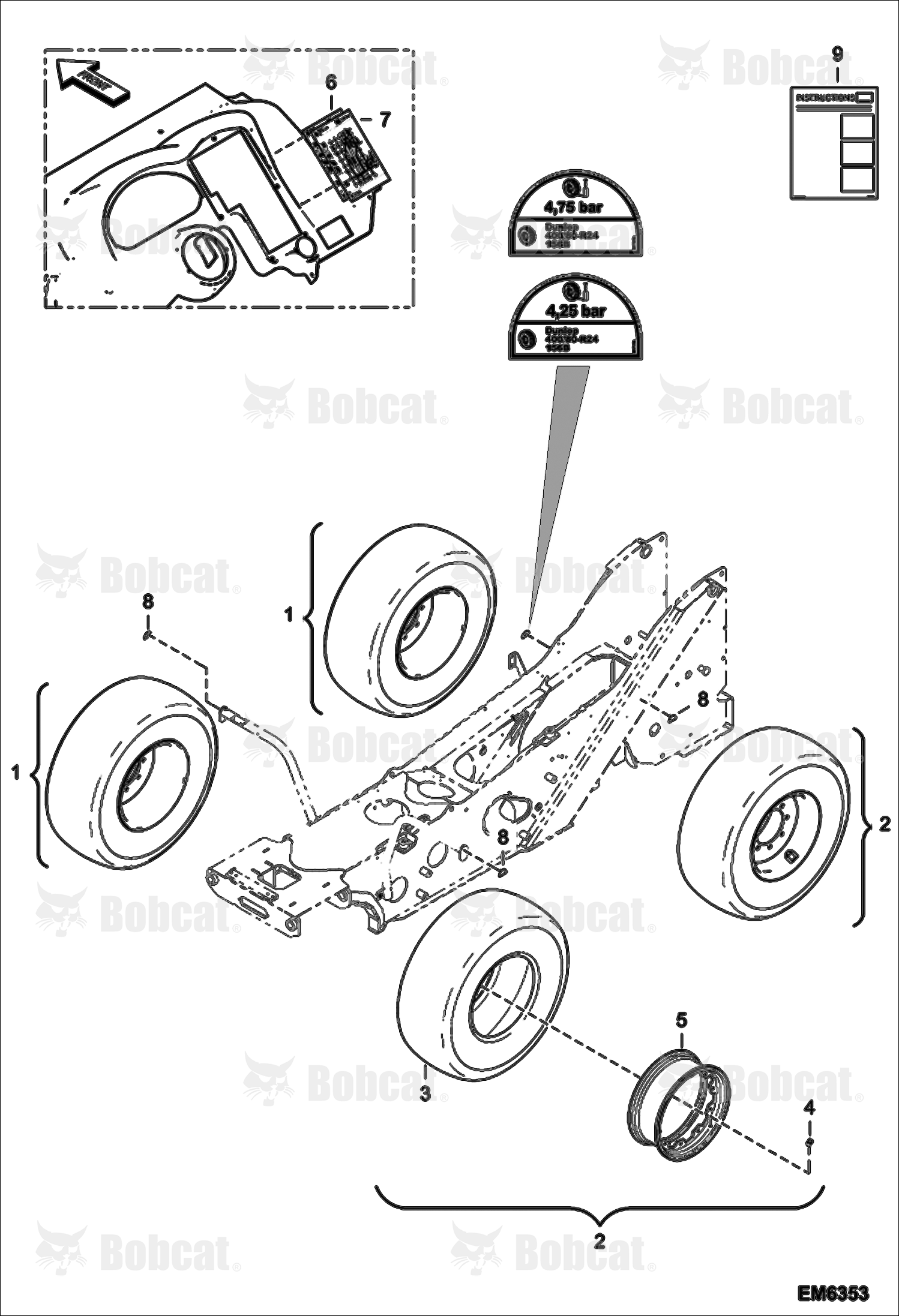 Wheels (Dunlop 400/80-R24 153B) (For Container Shipped Machines Only)(Variable Track)