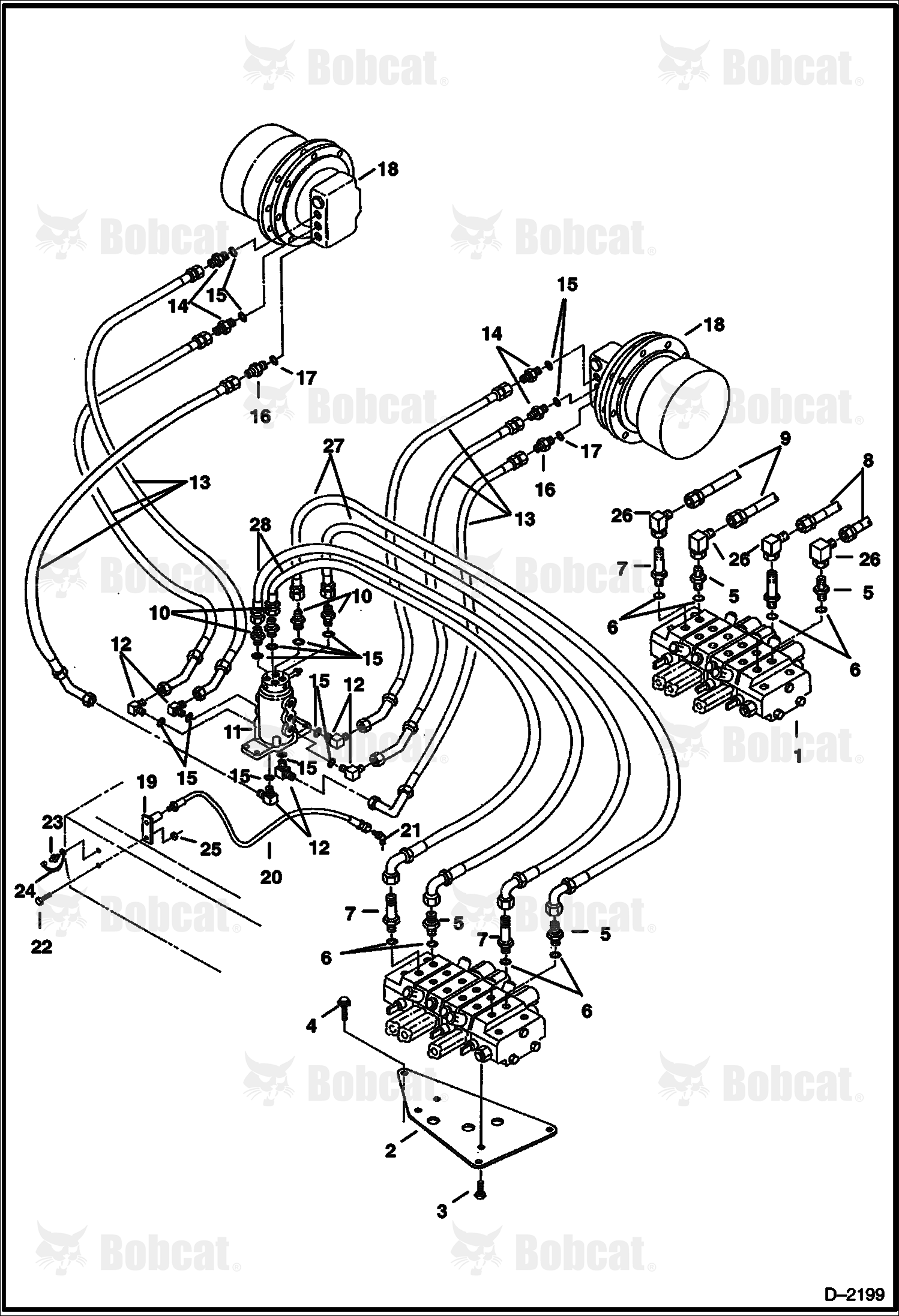 Hydraulic Circuitry (Valve to Travel Motors)