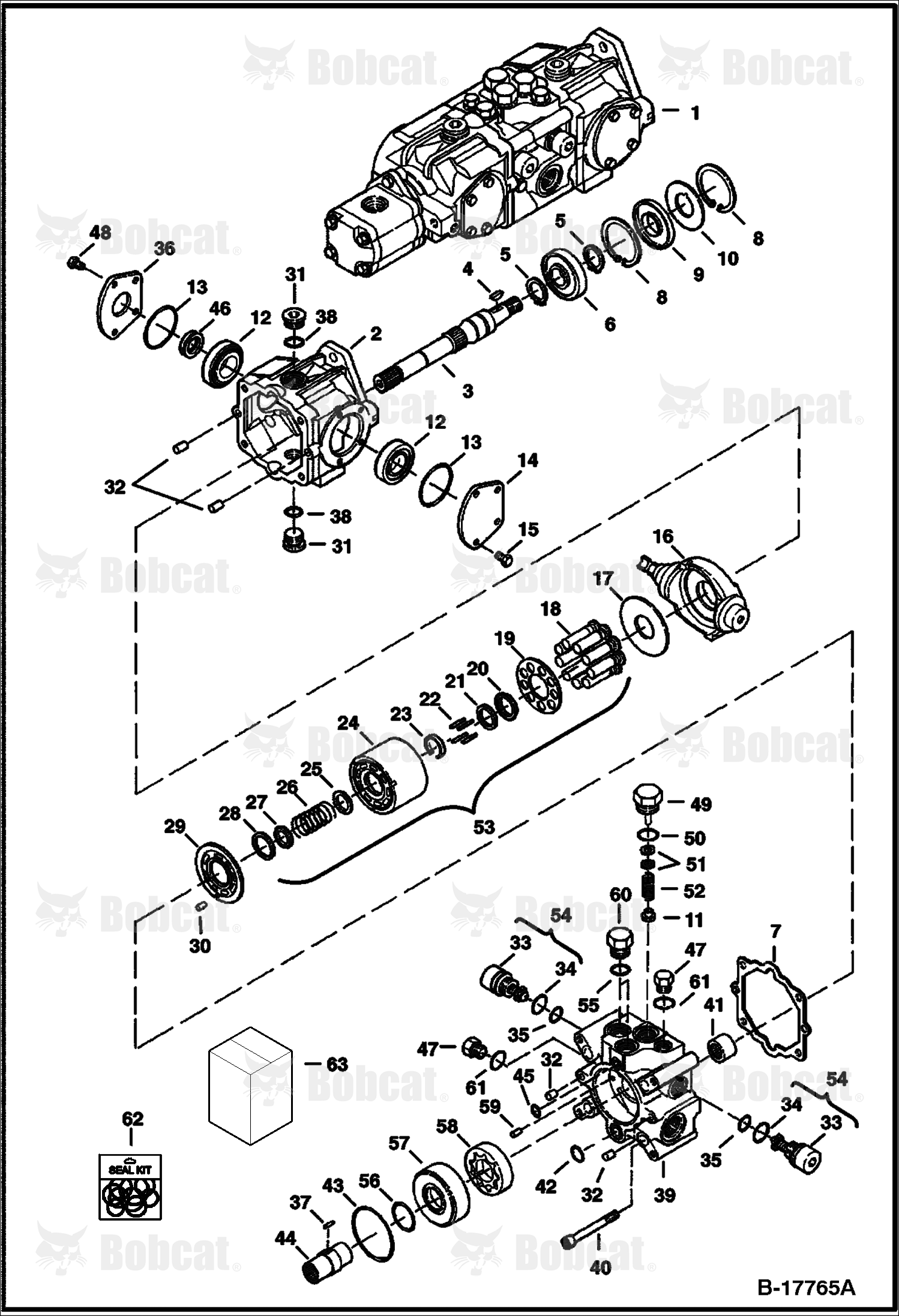 Hydrostatic Pump (M44 - Non-Servo Assisted Steering) (Left Half) 514446865 & Above, 514541035 & Above, 514641075 & Above