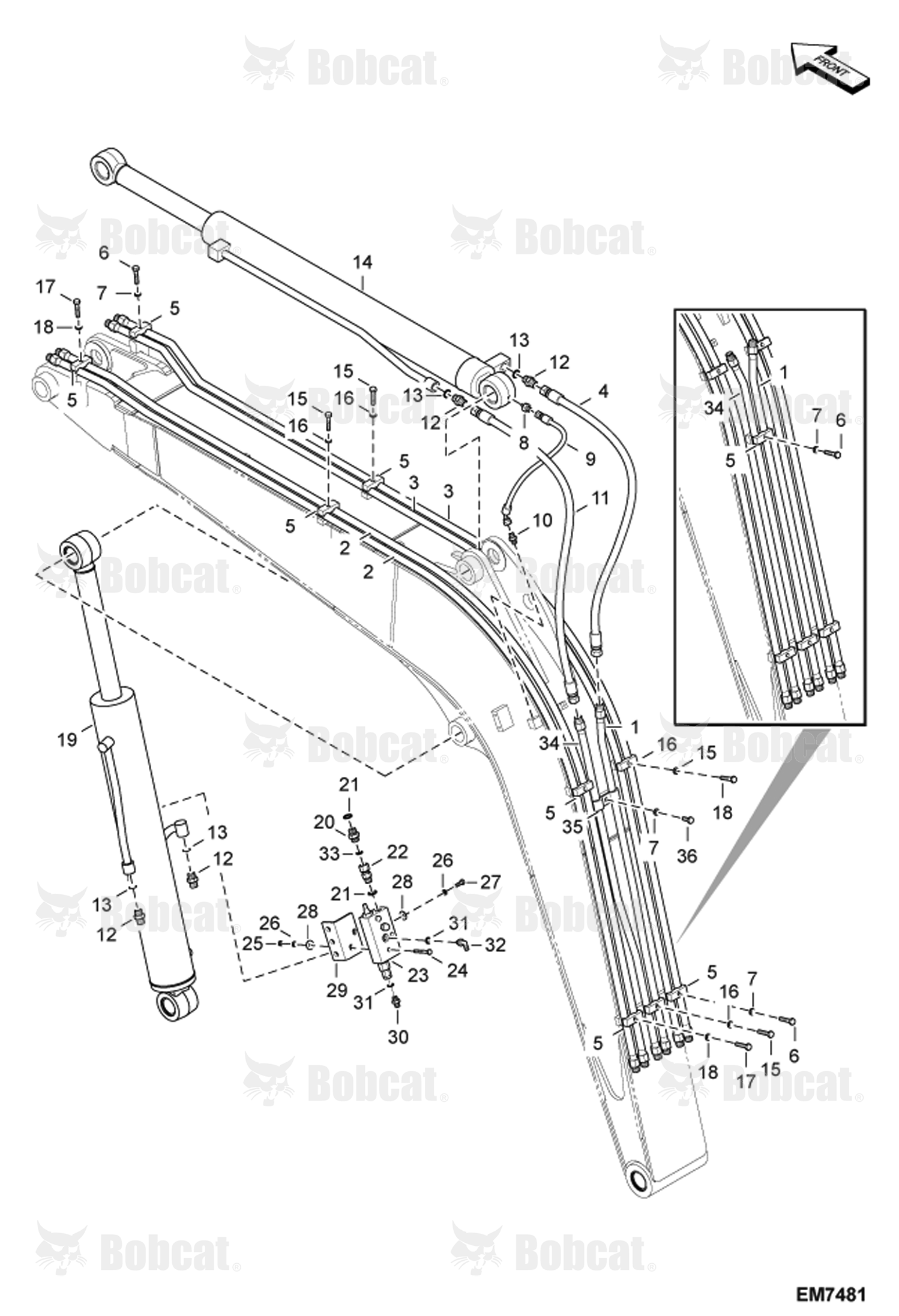 Hydraulic Circuitry (Boom) (Arm Cylinder) (Boom Cylinder)