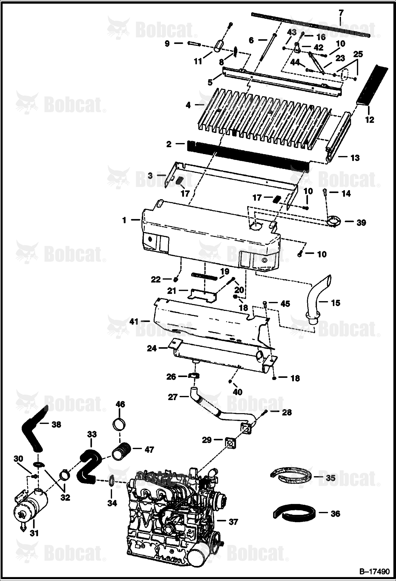 Engine & Attaching Parts (Air Cleaner, Muffler & Grill)  508611733 & Below