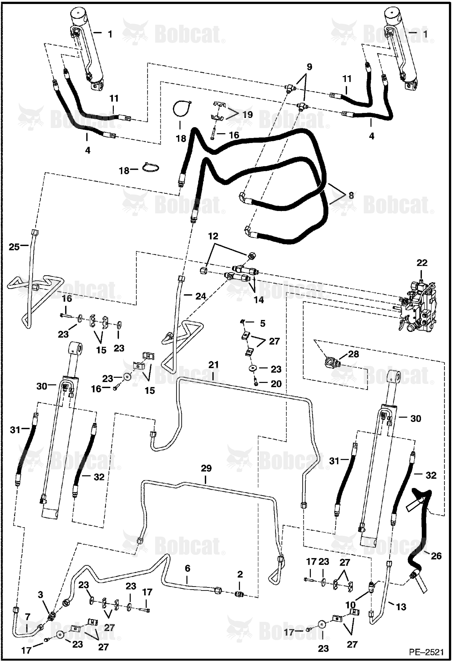 Hydraulic Circuitry (W/O Bucket Positioning Valve)  526412000 & Above, 526512000 & Above