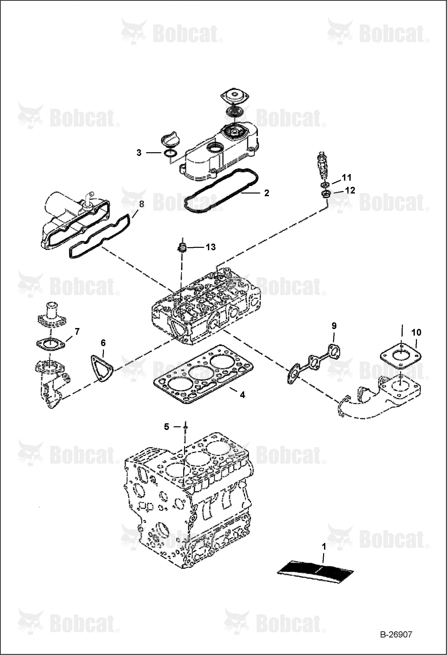 Upper Gasket Kit (Kubota D722-E2B-BC-6)(Tier II)  528711001 & Above, 528811001 & Above