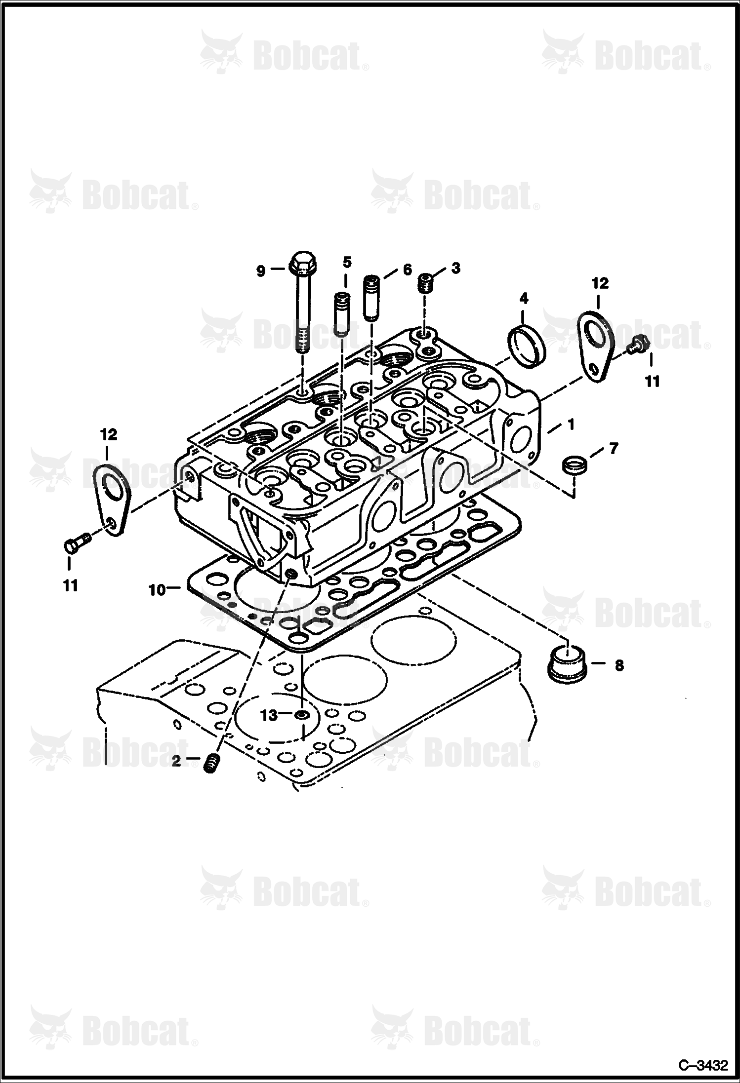 Cylinder Head (Kubota D722)  515011001 - 515013987, 515111001 - 515113995