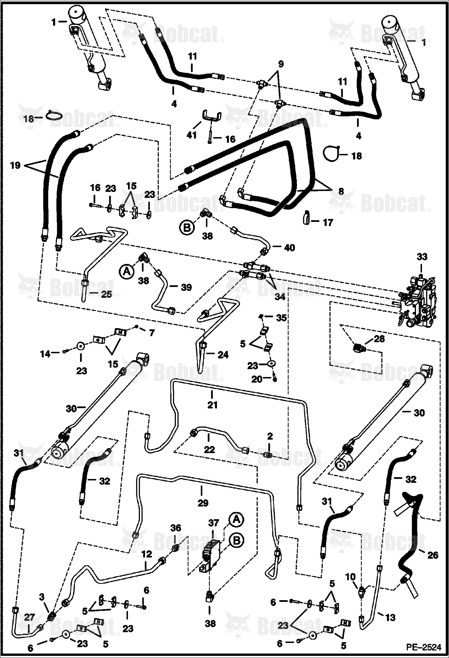 Hydraulic Circuitry (W/Bucket Positioning Valve) 526214000 & Above, 526312000 & Above