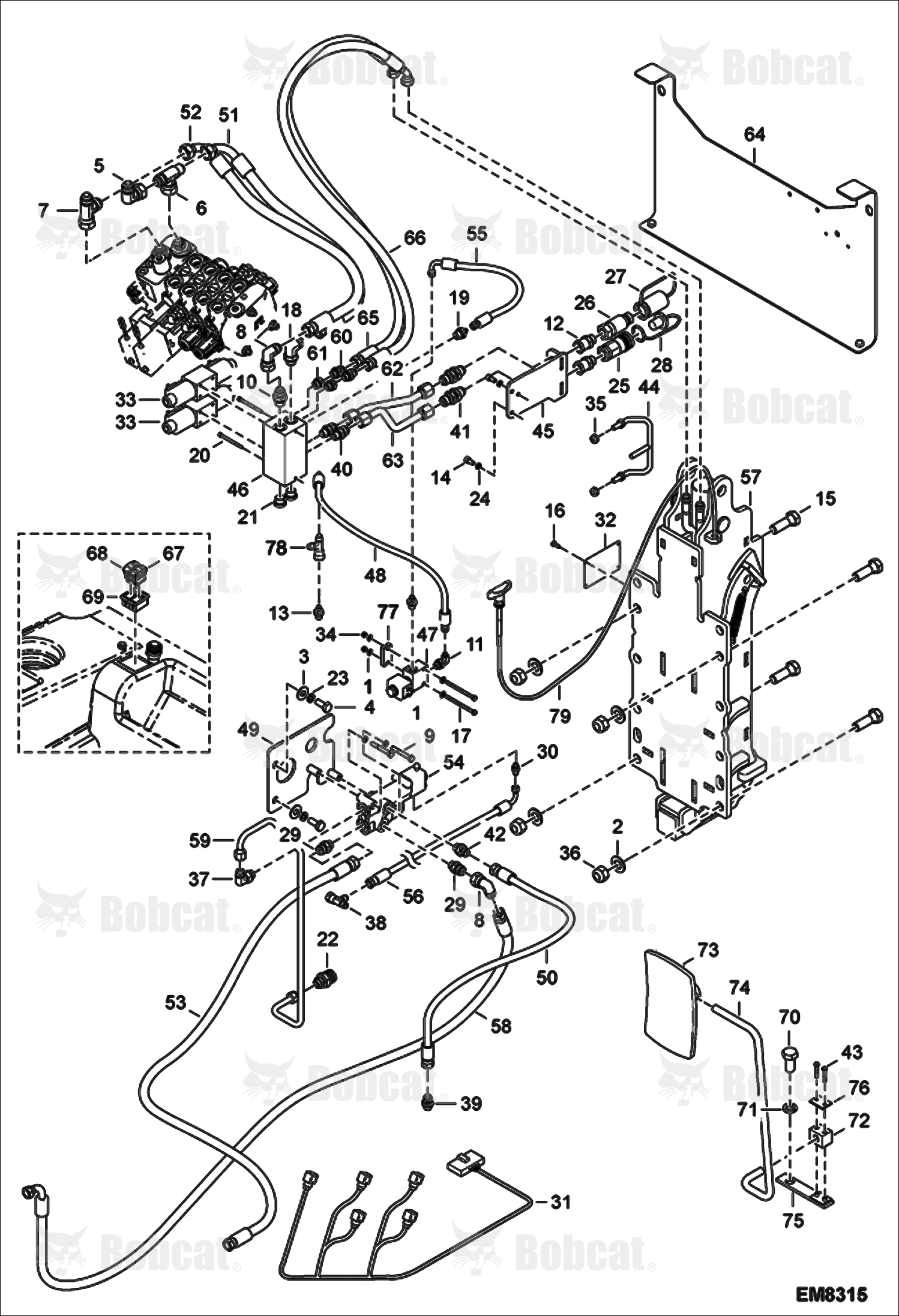 Rear Hydraulic HOOK, Auxiliary Hydraulics & Traile A8HF15000 & Above, A8H615000 & Above