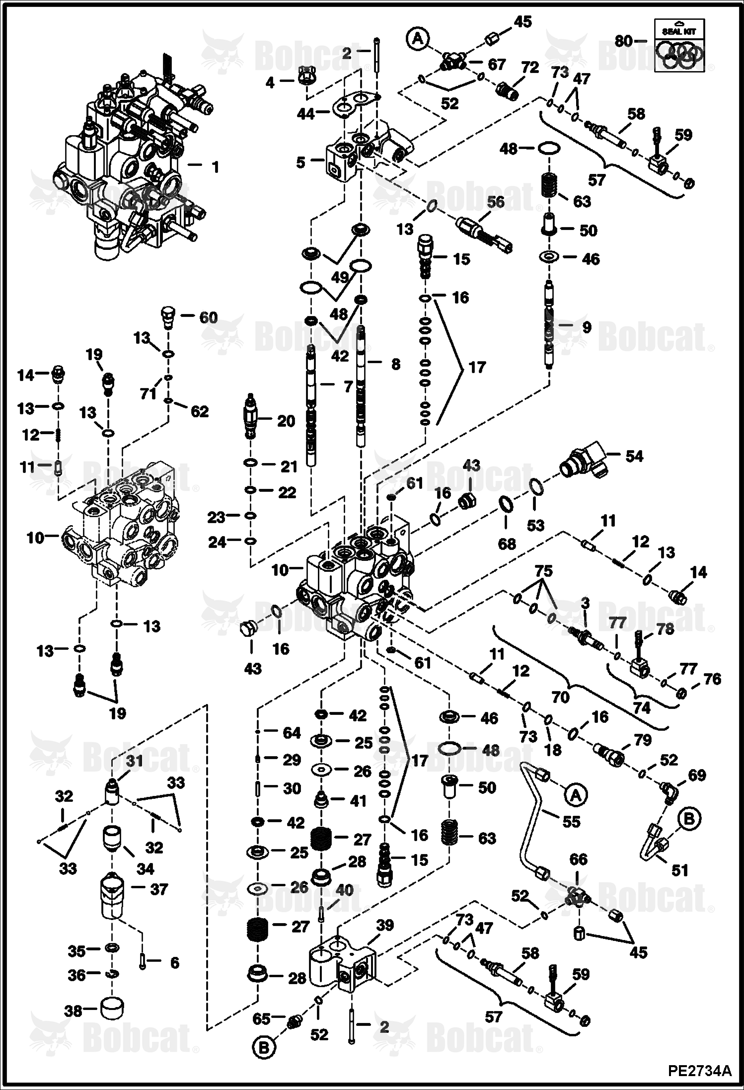 Hydraulic Control Valve (Manual Controls) A3L720001 - A3L734999, A3L820001 - A3L834999