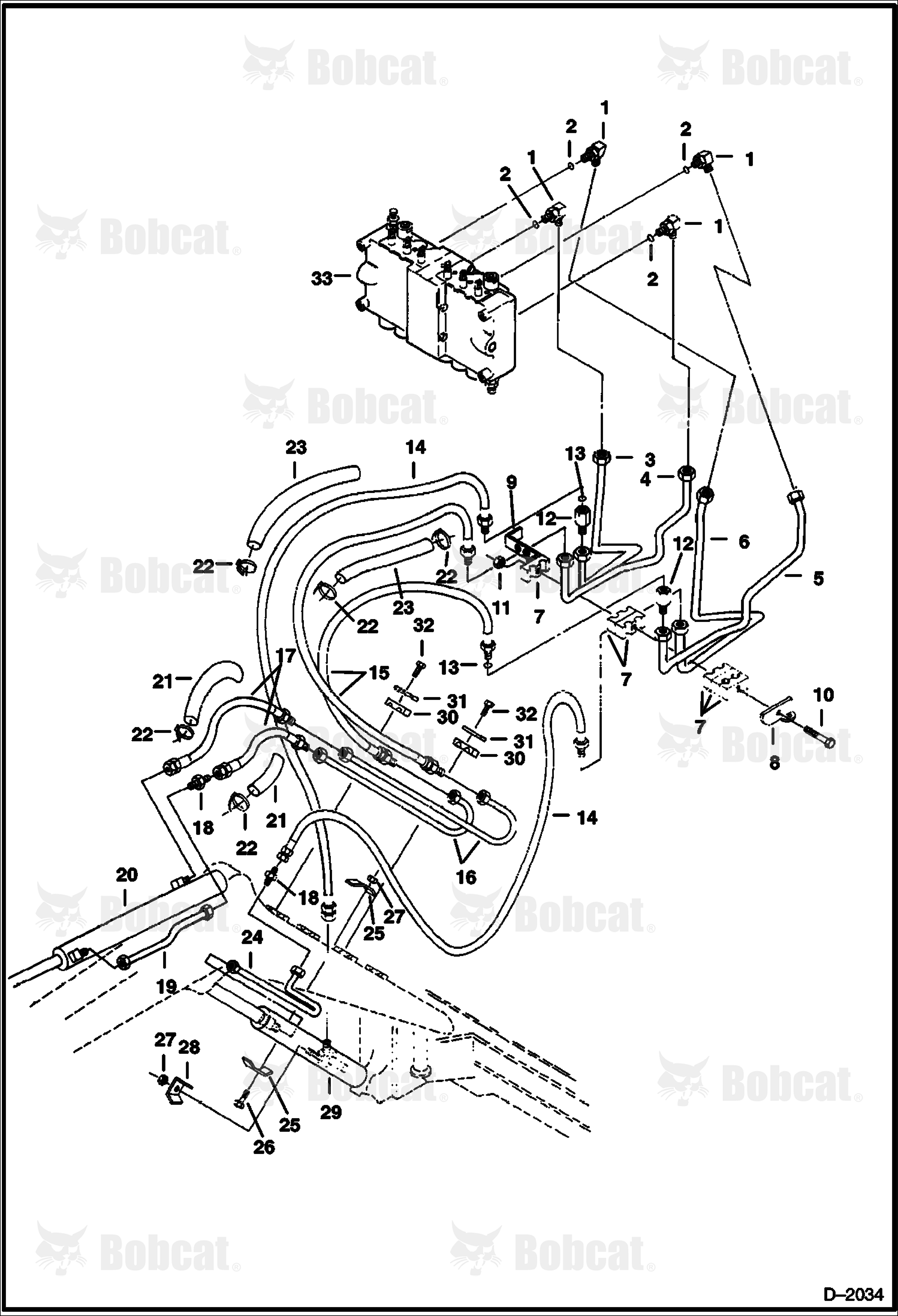 Hydraulic Circuitry (Dipper Arm & Boom) (ISO Control Pattern)