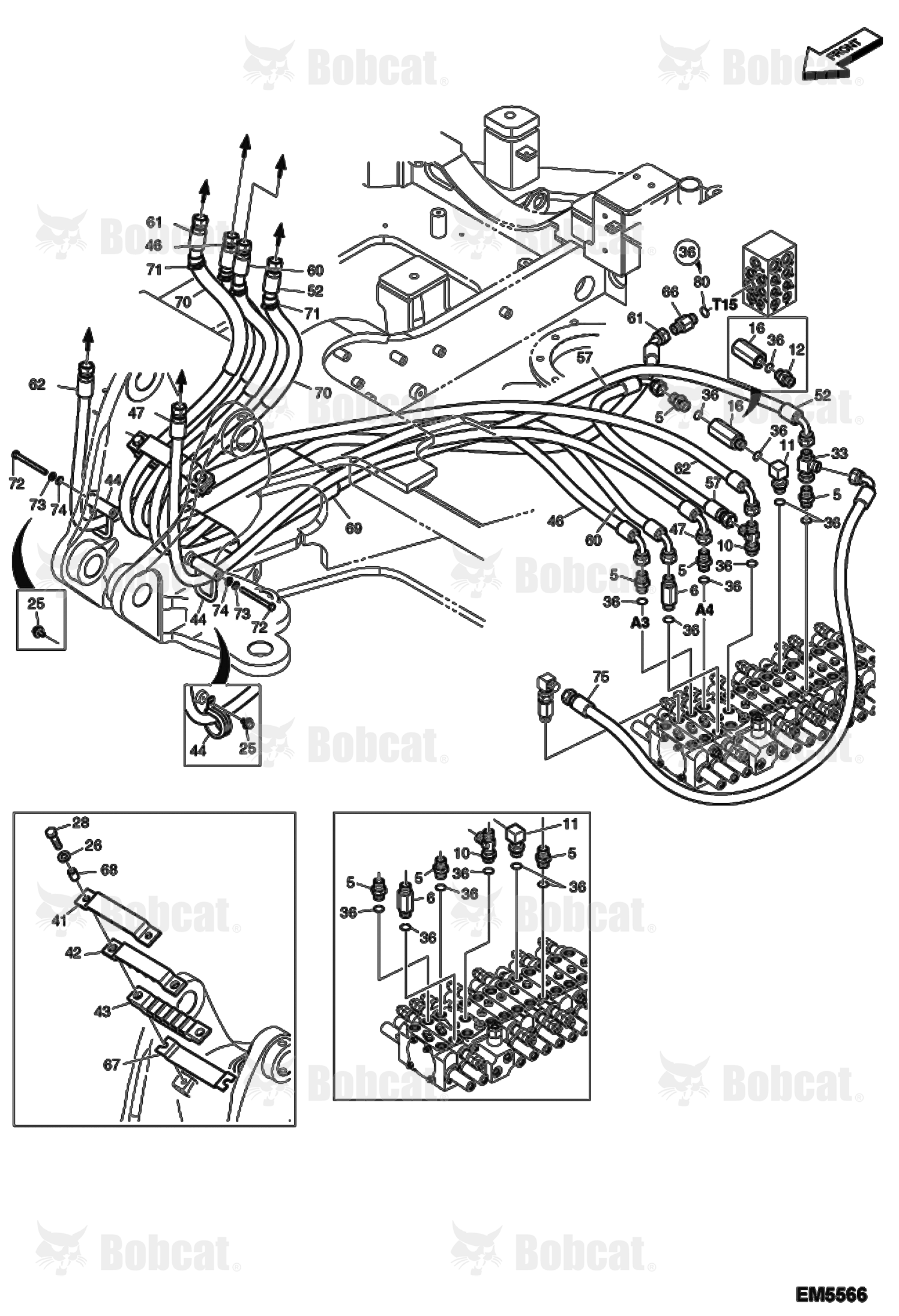 Hydraulic Circuitry (Work Hoses & Control Valve) (Bucket/Boom)