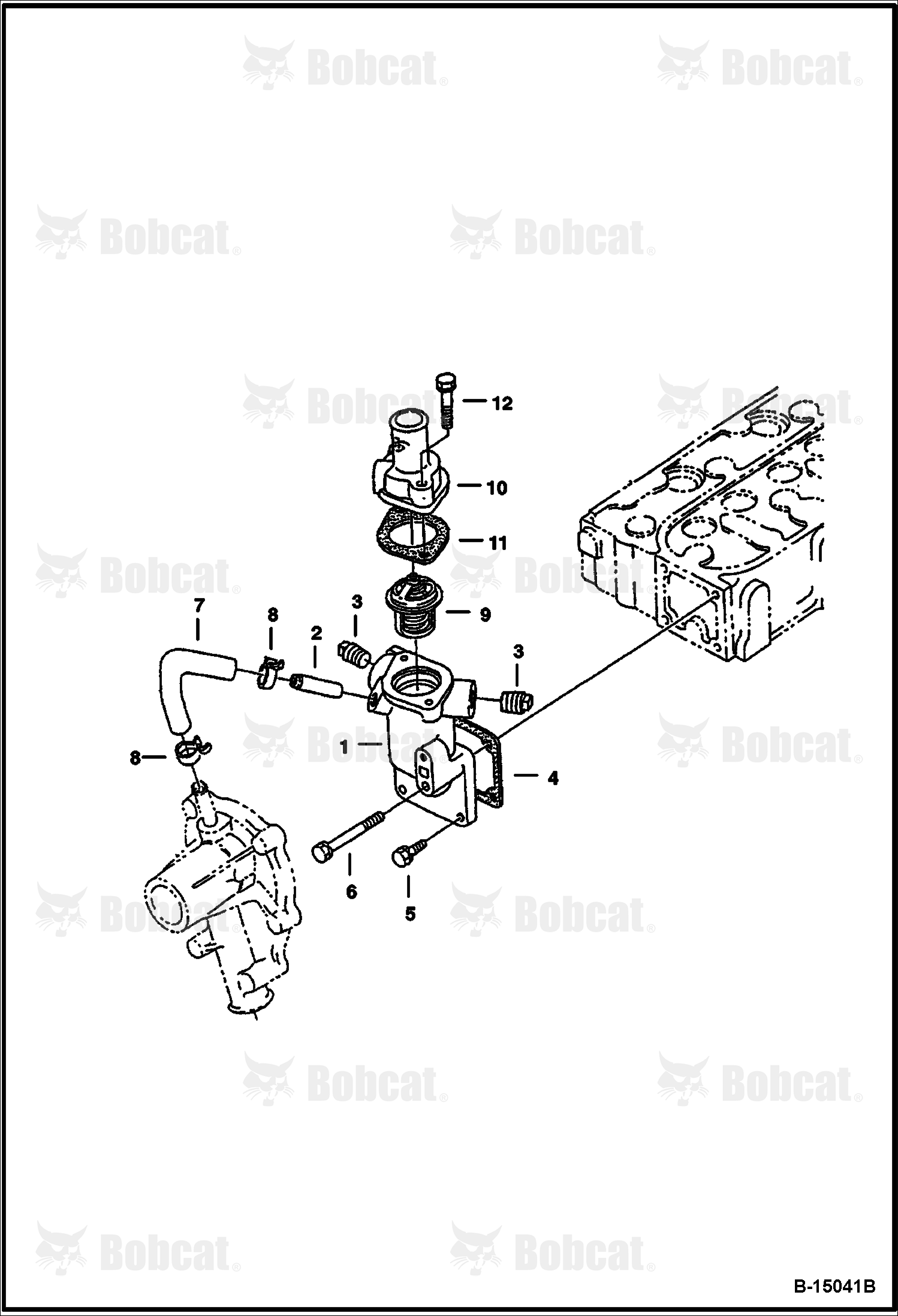 Water Flange & Thermostat (Kubota - D1005-E3B-BC-3)(Tier IV Replacement)
