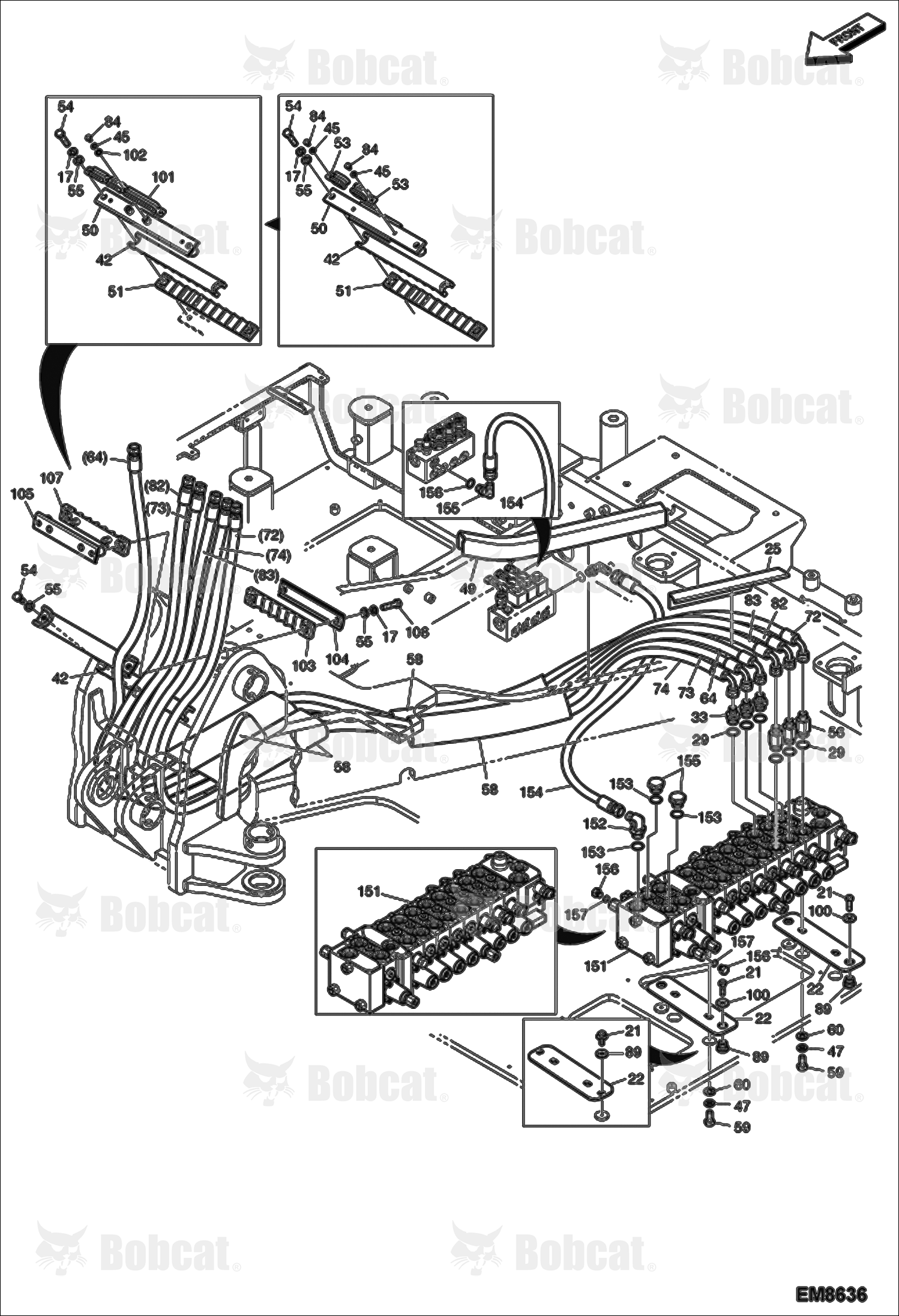 Hydraulic Circuitry (Work Hoses) (Arm, Boom, Bucket)