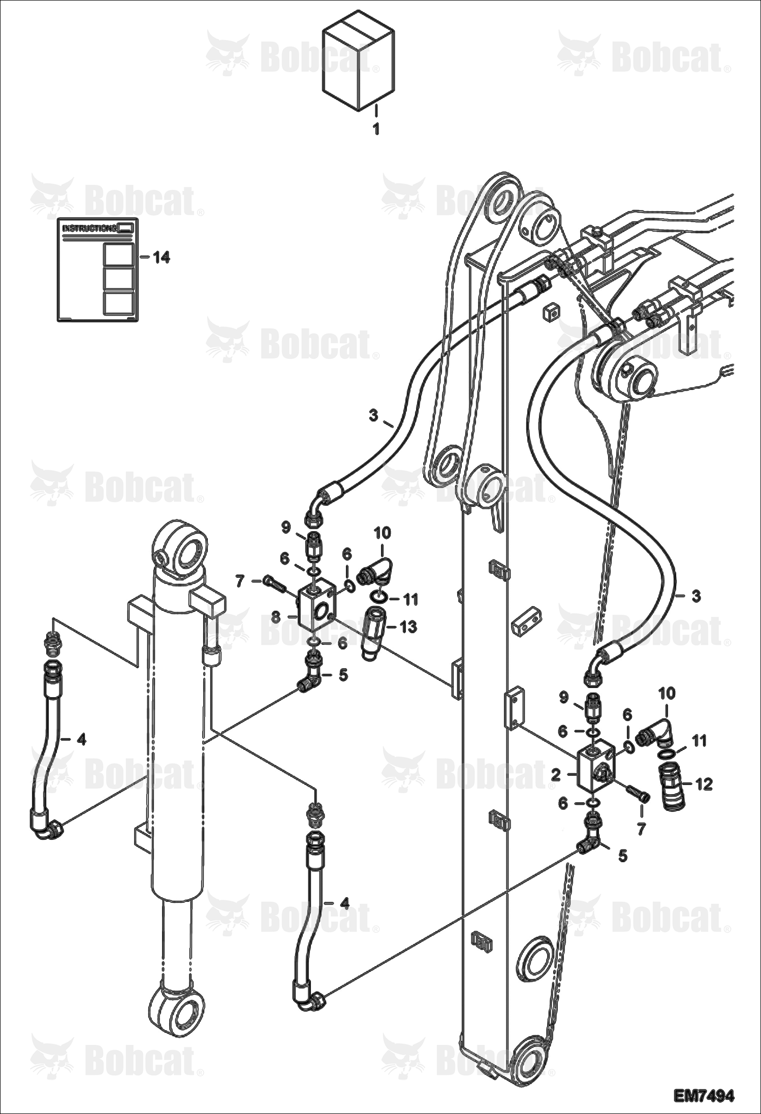 Third Auxiliary Hydraulics Kit (Short Arm/Clamshell)
