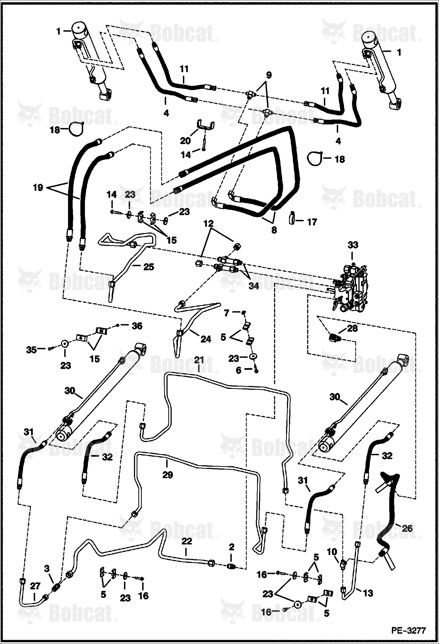 Hydraulic Circuitry (W/O Bucket Positioning Valve) (W/Cooling Upgrade) 530713066 & Above, 530811455 & Above