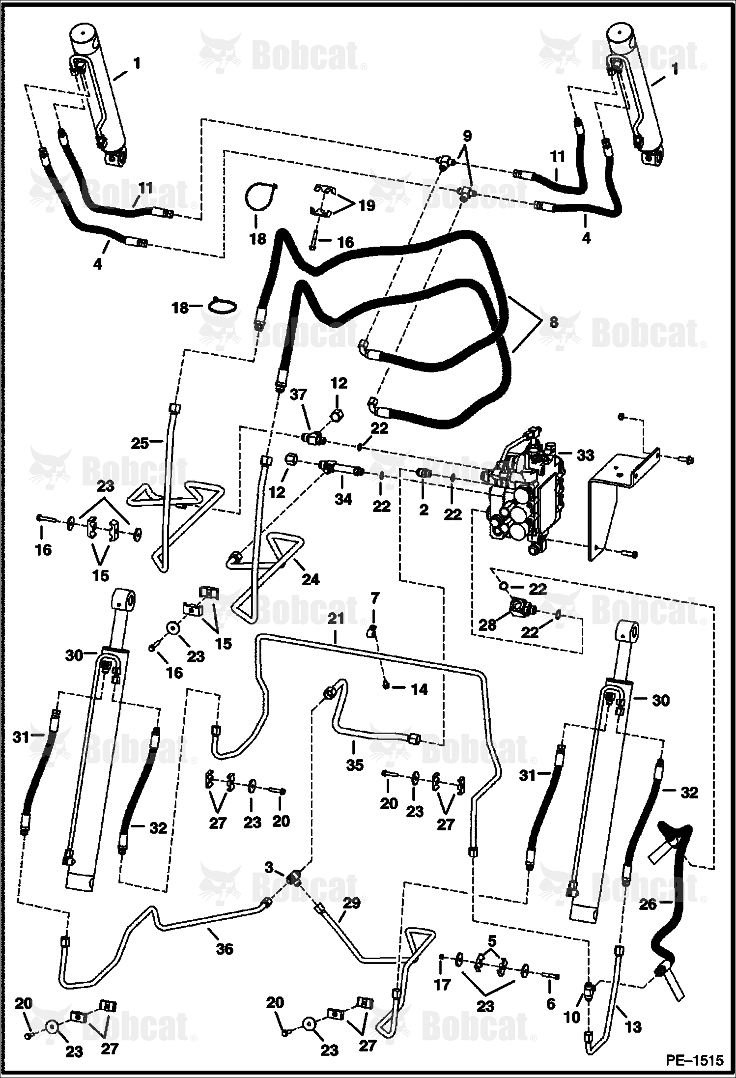 Hydraulic Circuitry (W/O BPV) 521311001 & Above, 521411001 & Above, 521511001 & Above, 521611001 & Above, 525814999 & Below, 525911999 & Below, 526015999 & Below, 526111999 & Below