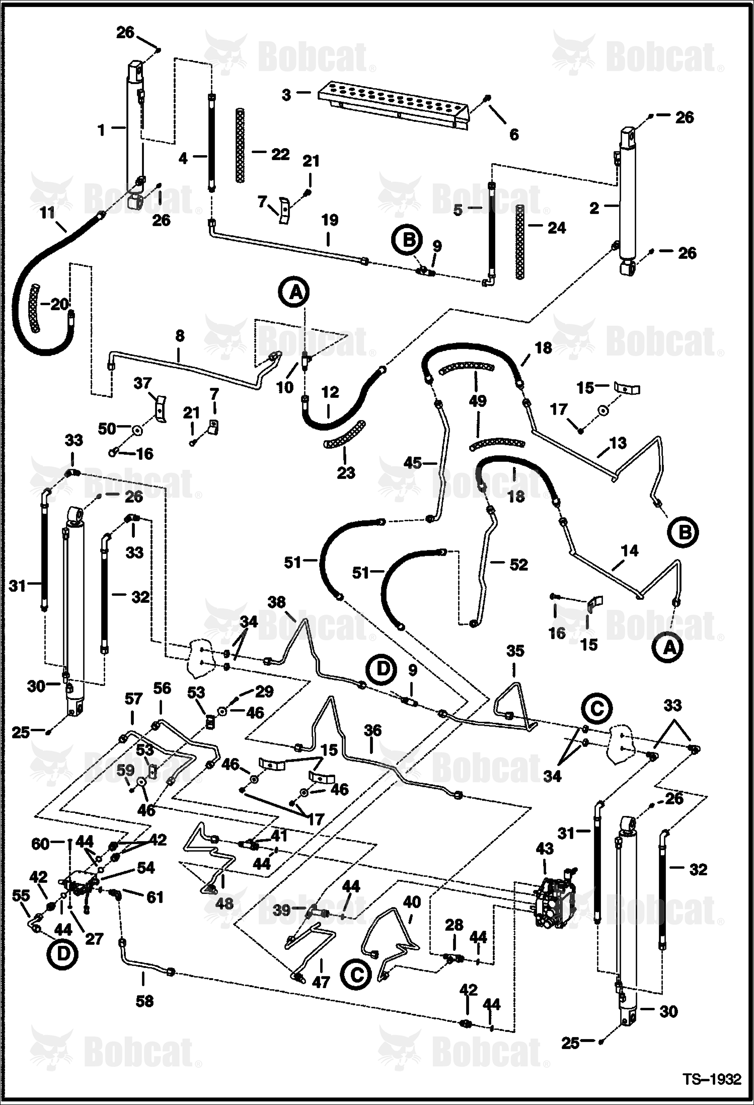 Hydraulic Circuitry (W/Bucket Positioning Valve) 514122001 - 514127005, 514222001 - 514222392