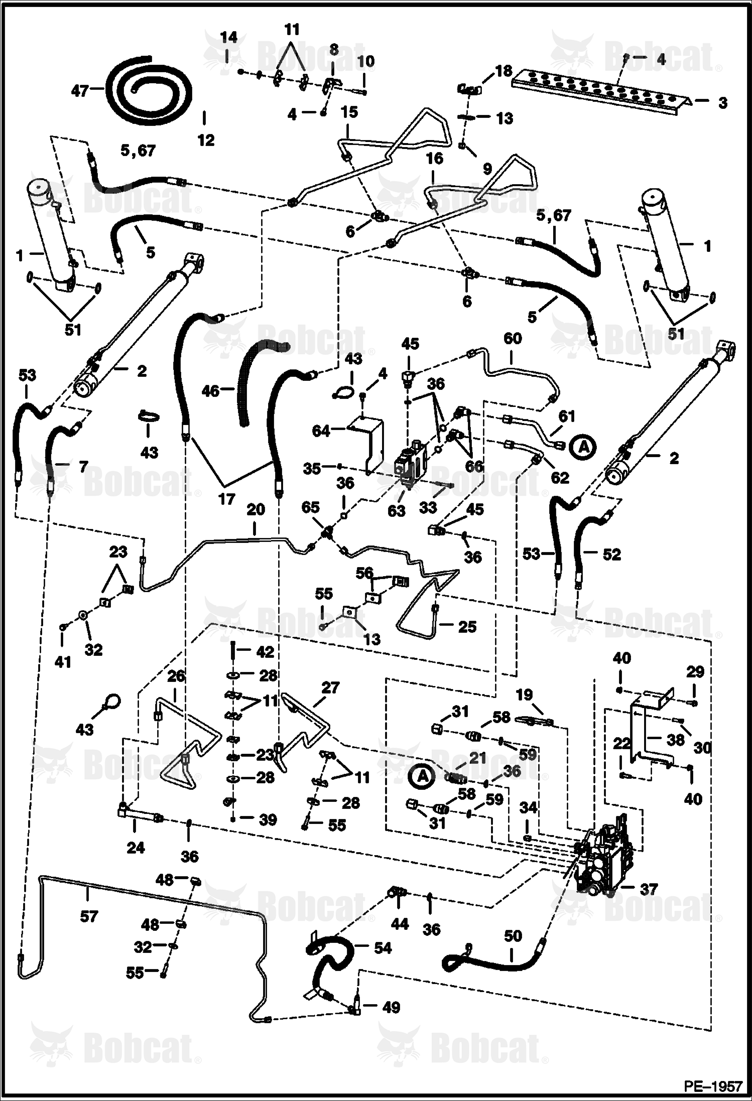 Hydraulic Circuitry (W/ Bucket Positioning Valve)  524211001 & Above, 527511001 - 527512999, 527611001 - 527612999