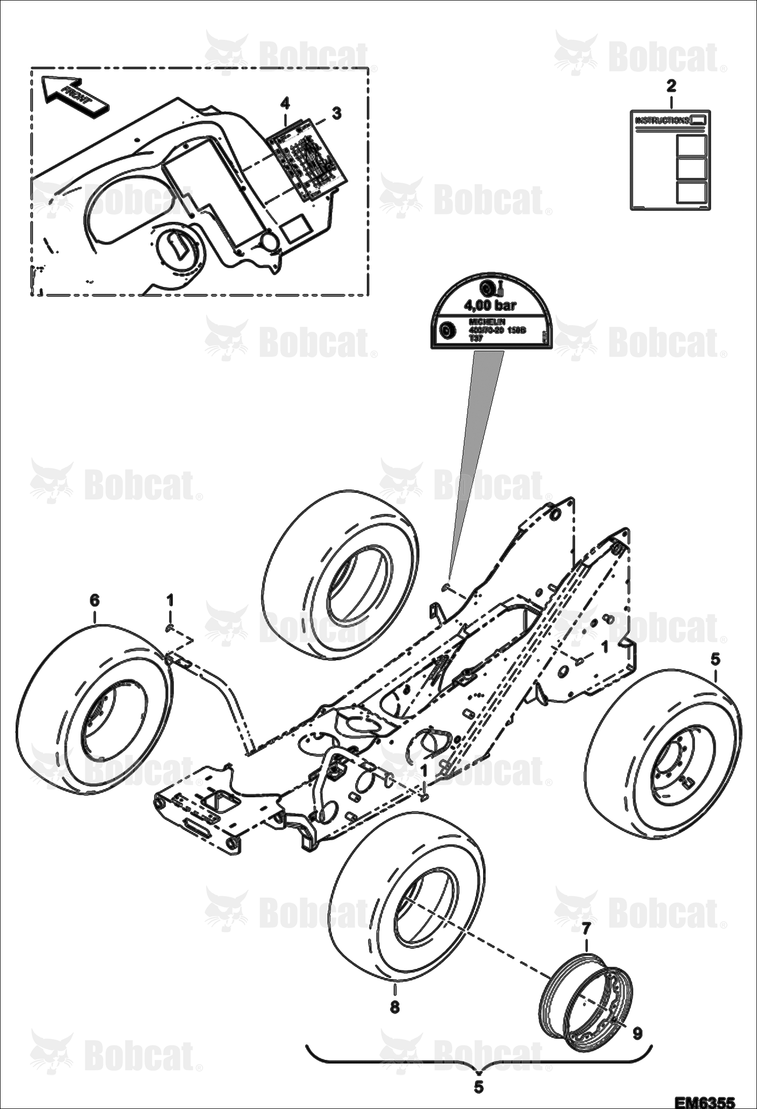 Wheels (Michlin 400/80-24) (For Container Shipped Machines Australian version)(Variable Track)