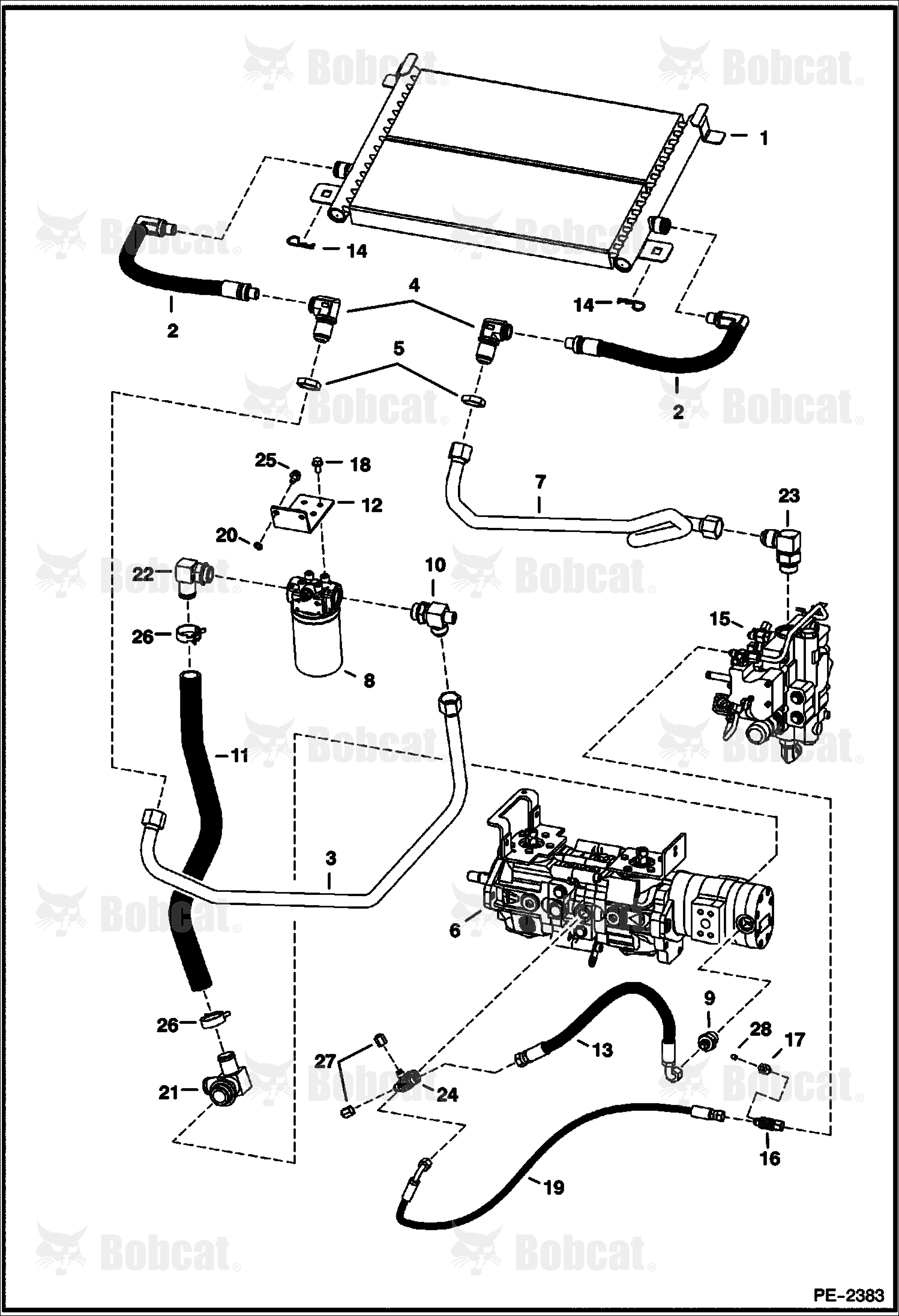 Hydrostatic Circuitry (W/Cooler) (Manual Controls)  526214000 & Above, 526312000 & Above