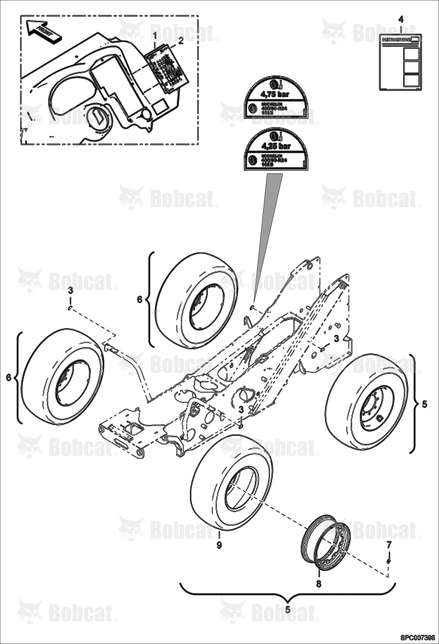 Wheels (Michlin 400/80-24) (For Container Shipped Machines Only ESA)(Variable Track)