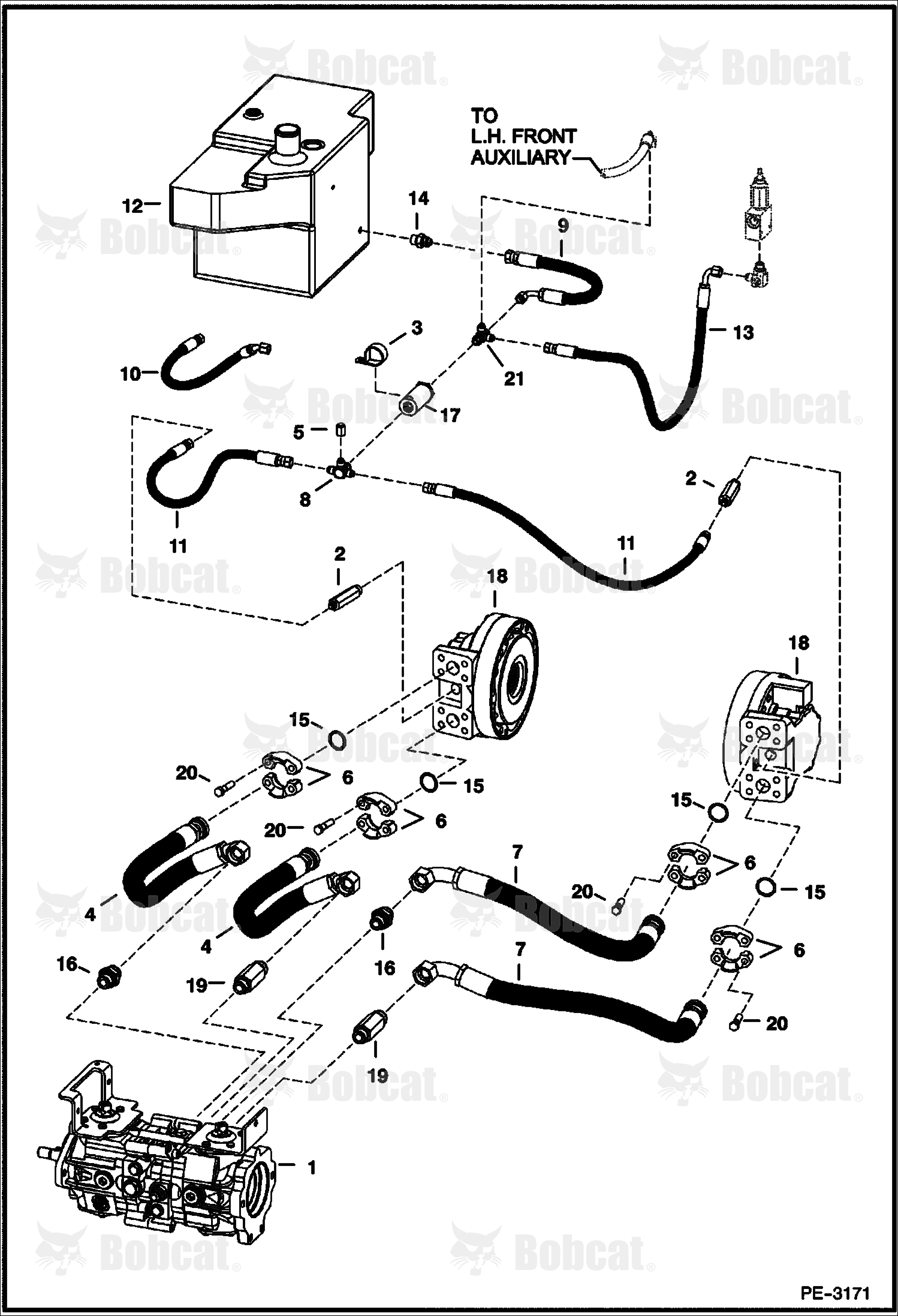 Hydrostatic Circuitry (W/Motors) (Manual Controls, AHC & ACS)