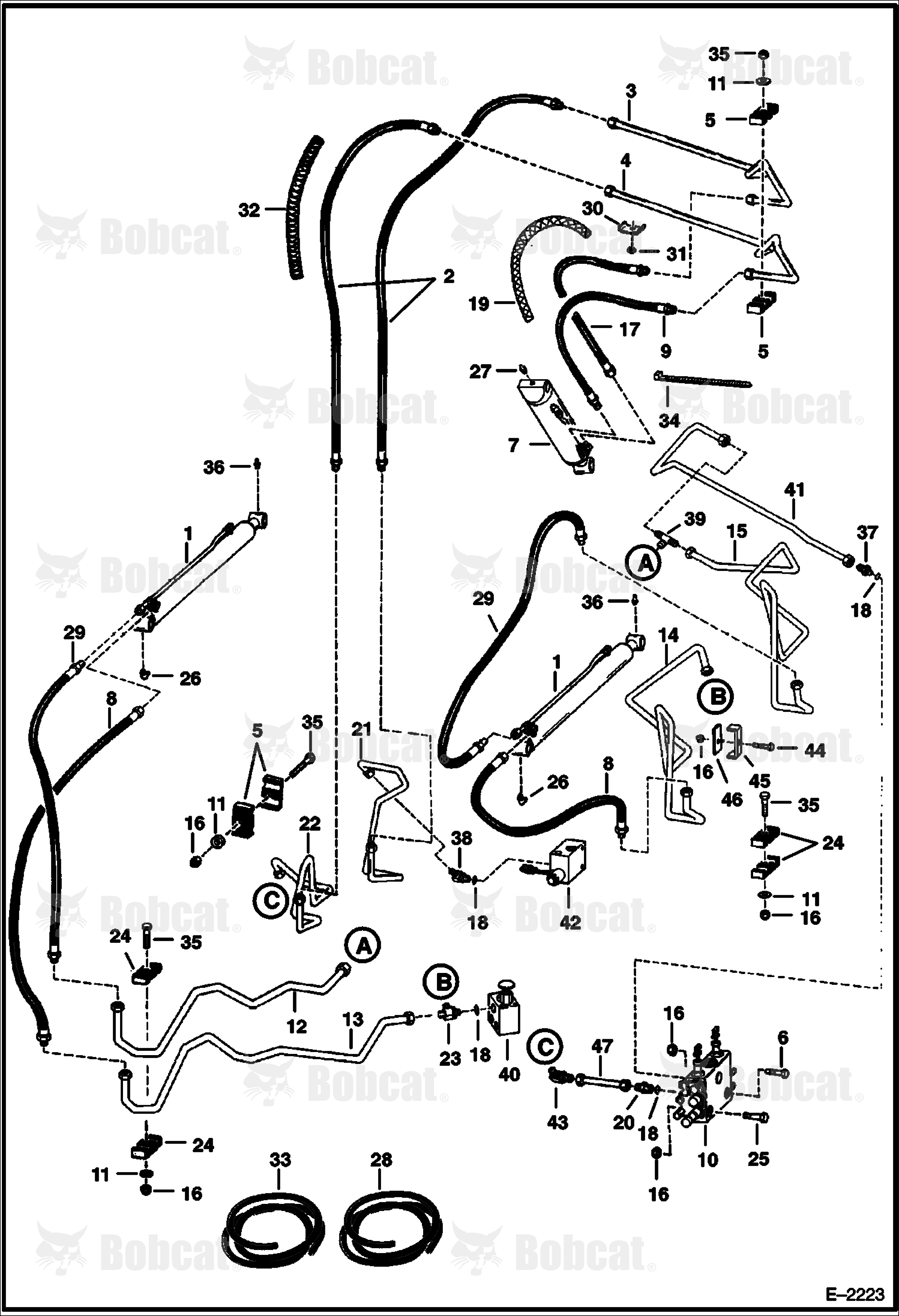 Hydraulic Circuitry (W/O Bucket Positioning Valve) 512220297 & Below, 512440720 & Below, 512612257 & Below