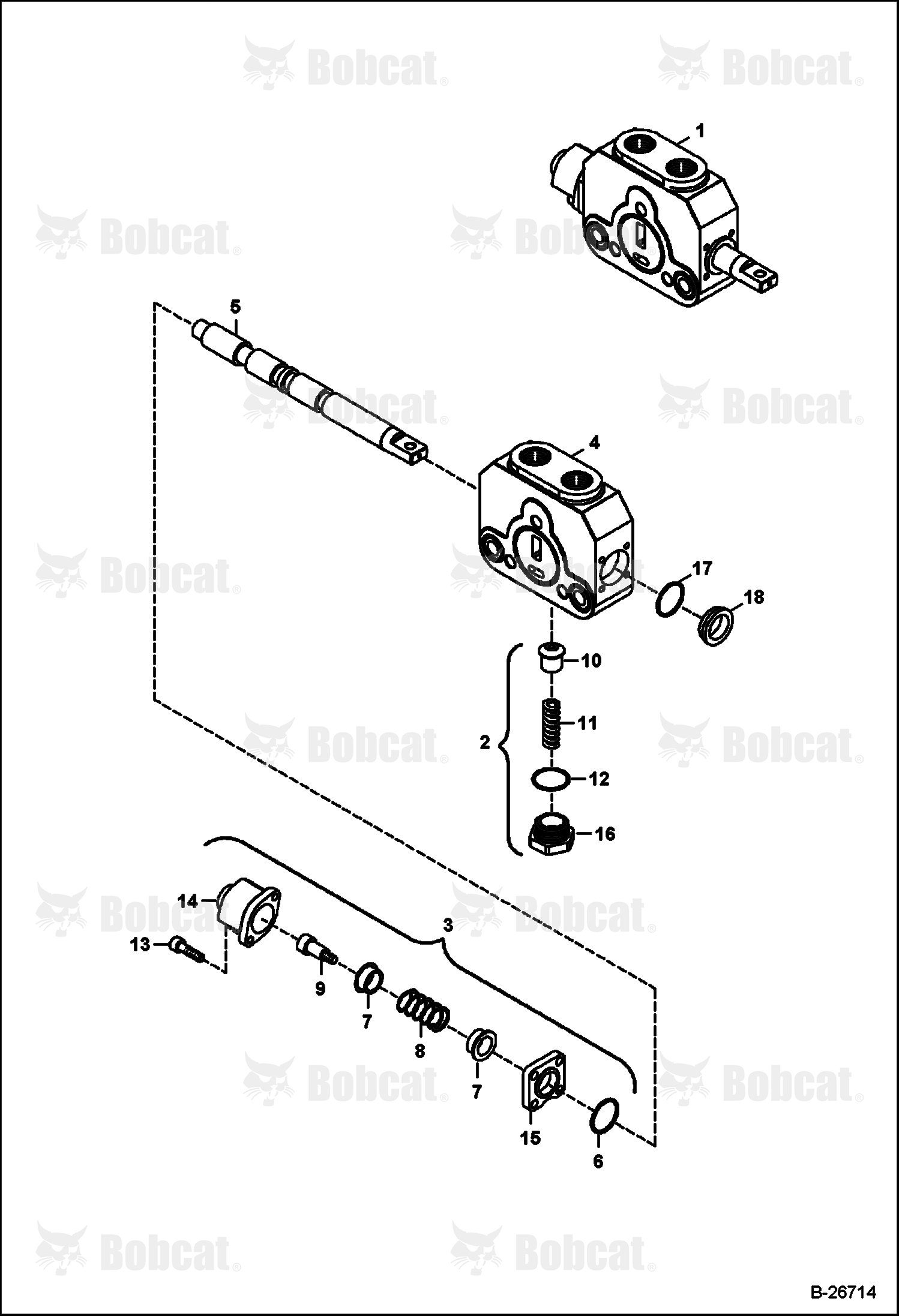 Hydraulic Circuitry (Bucket Section) (Center Mount)