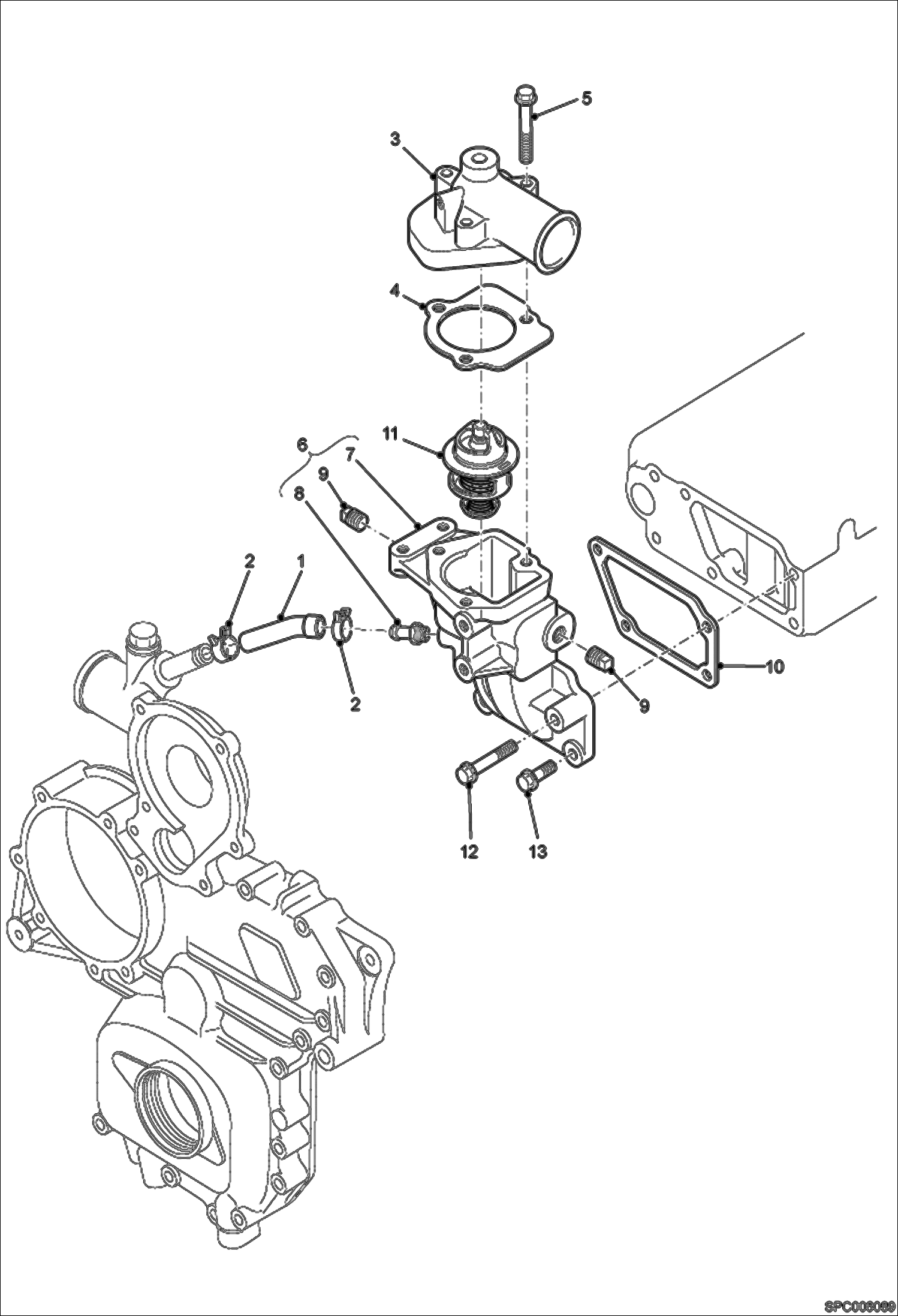 Water Flange and Thermostat