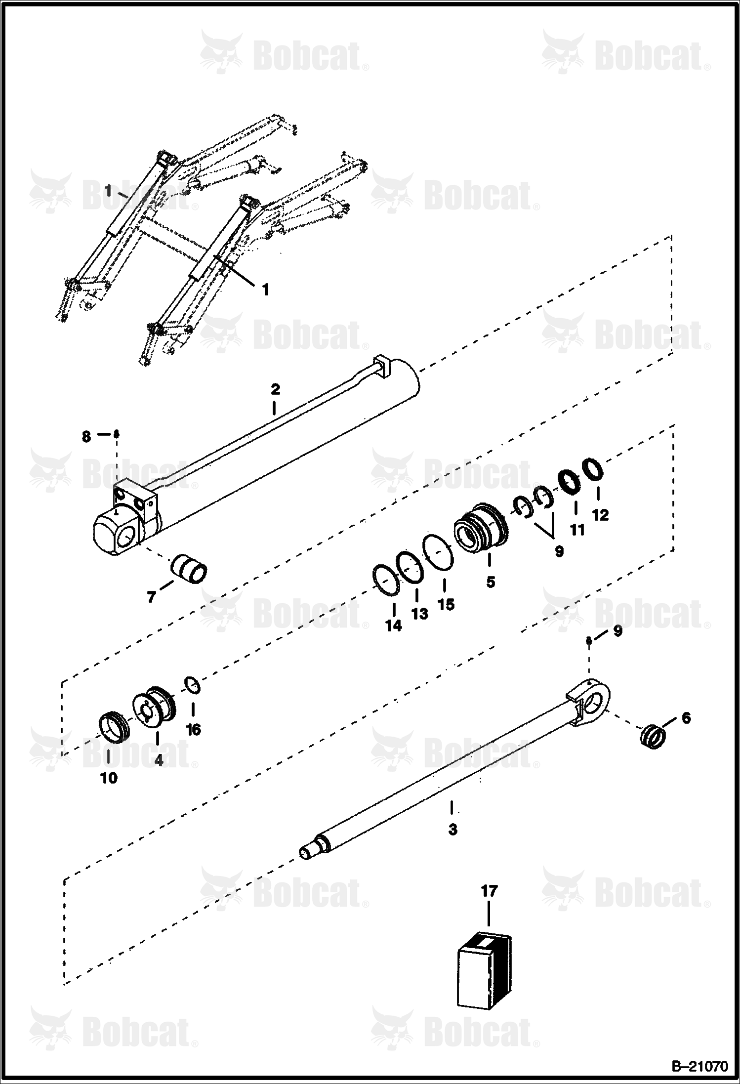 Tilt Cylinder (B200) (B250)  570211001 - 570211100, 570311001 - 570311070