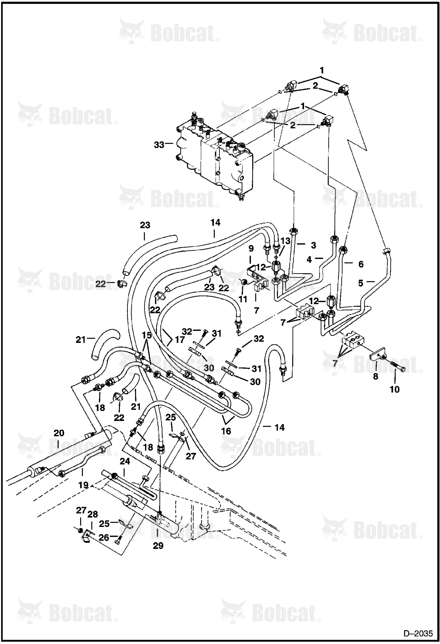 Hydraulic Circuitry (Dipper Arm & Boom) (Standard Control Pattern)