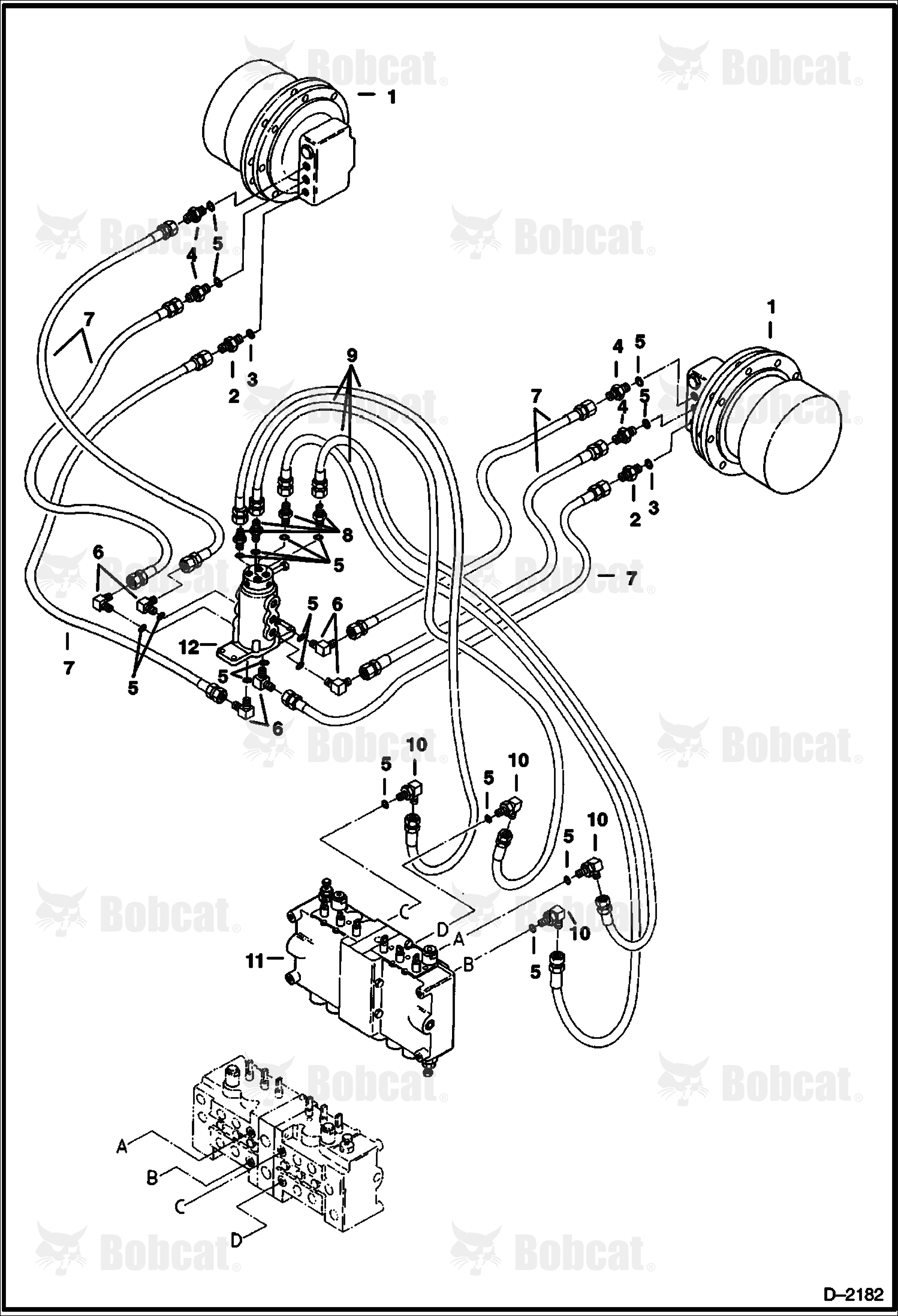 Hydraulic Circuitry (Valve to Travel Motors) 508212930 & Above